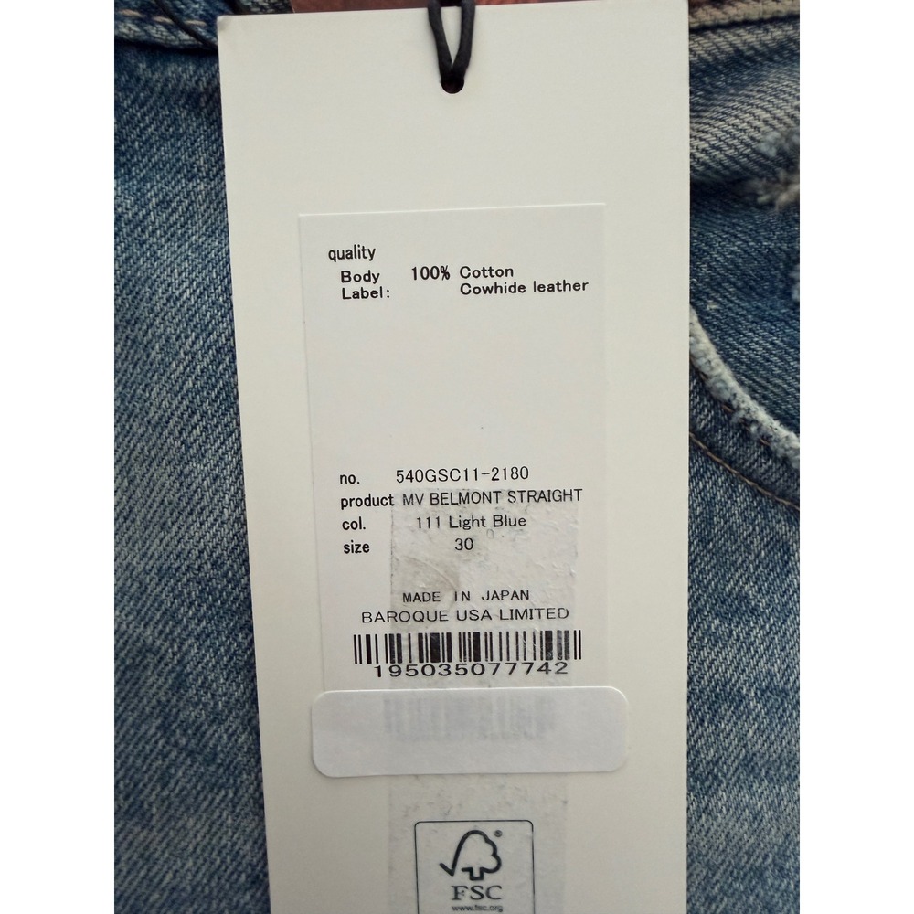 Moussy Vintage MV Belmont Straight Jeans Light Blue Distressed 30 540GSC11-2180 - Picture 5 of 9